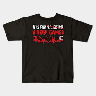 V IS FOR VIDEO GAMES Valentines Day Video Gamer Boy Kids T-Shirt